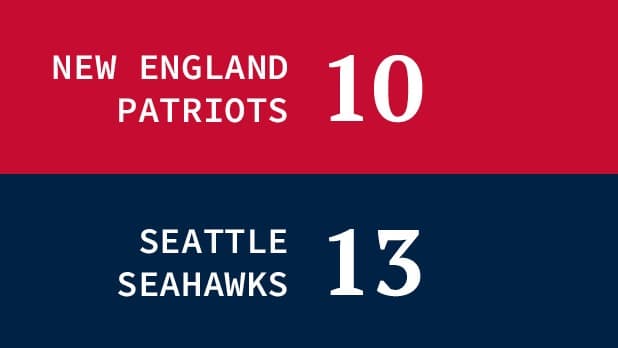 Patriots - Seahawks 10-13